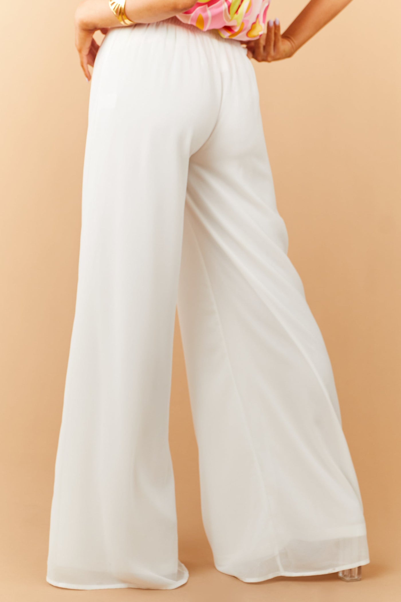 Off White High Rise Woven Wide Leg Pants