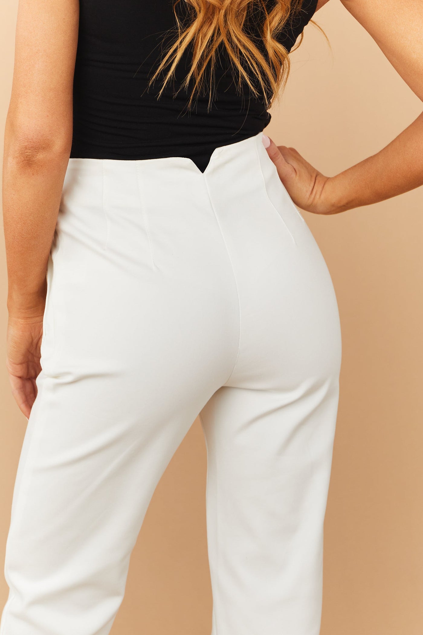 Off White High Waisted Straight Pants