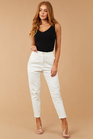 Off White High Waisted Straight Pants