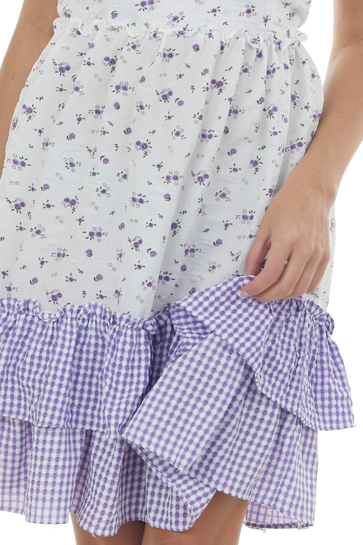 Off White Multiprint Sleeveless Short Dress