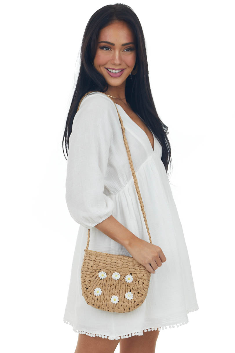 Off White Plunging V Neck Babydoll Mini Dress