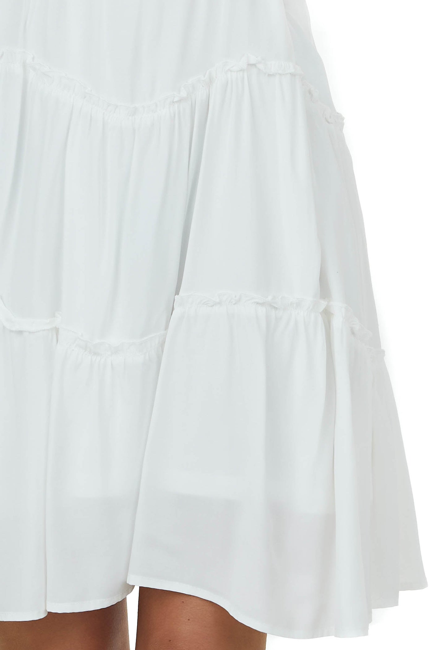 Off White Sleeveless Tiered Babydoll Short Dress