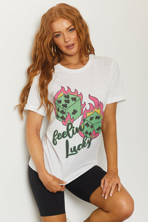 Off White 'Feelin Lucky' Dice Graphic Knit Tee