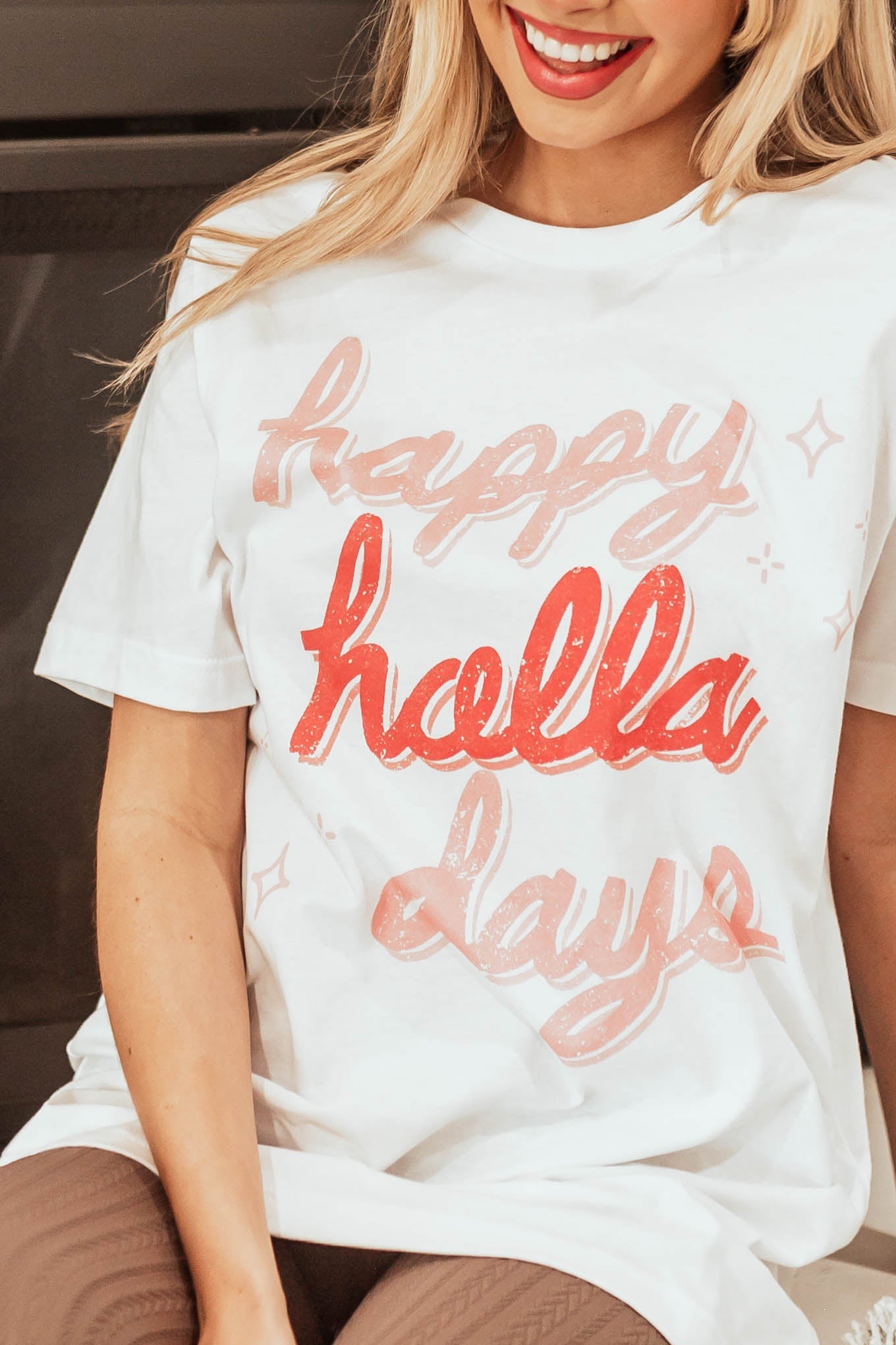 Off White 'Happy Holla Days' Knit Graphic Tee