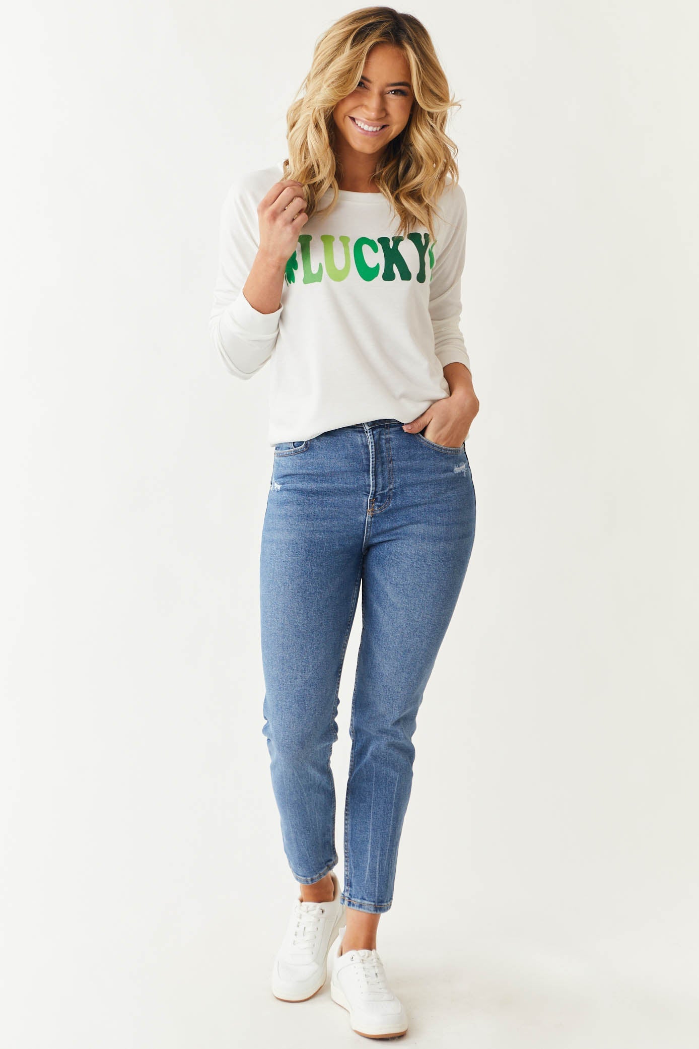 Off White 'Lucky' Graphic Pullover Top