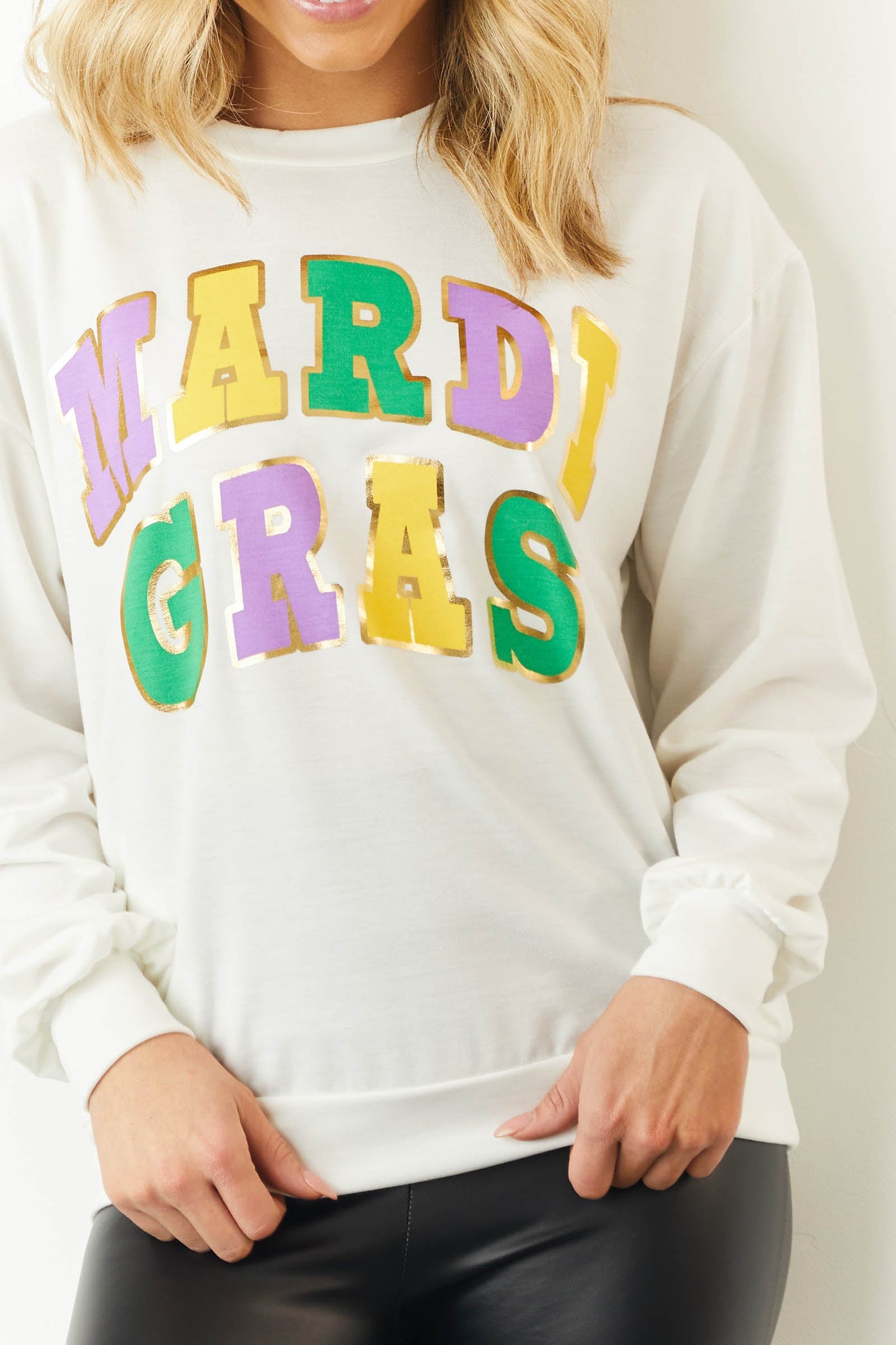 Off White 'Mardi Gras' Graphic Long Sleeve Top