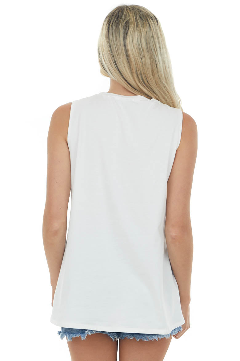 Off White 'Yee Haw' Laser Cut Graphic Tank Top