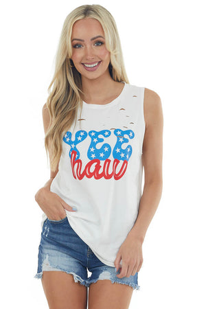 Off White 'Yee Haw' Laser Cut Graphic Tank Top