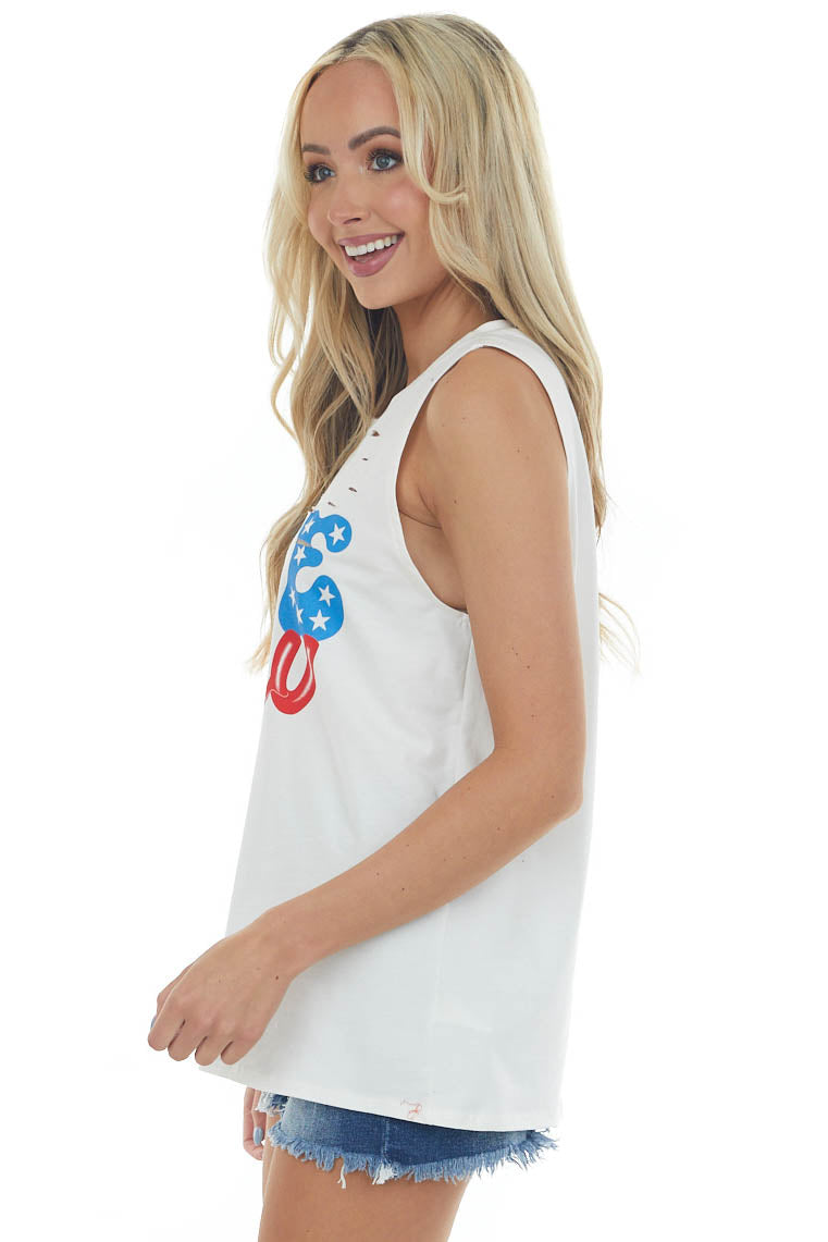 Off White 'Yee Haw' Laser Cut Graphic Tank Top