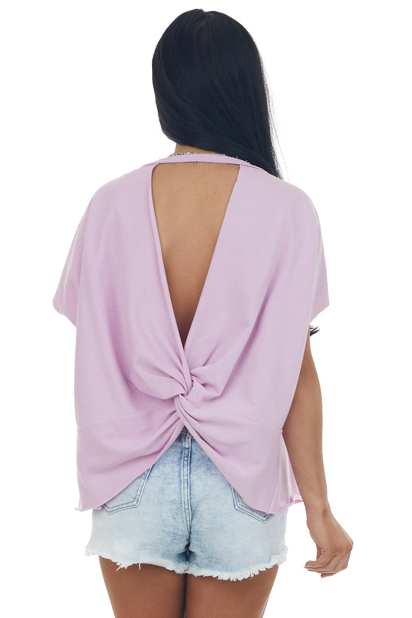 Orchid Kimono Sleeve Open Back Detail Knit Top