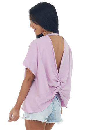 Orchid Kimono Sleeve Open Back Detail Knit Top