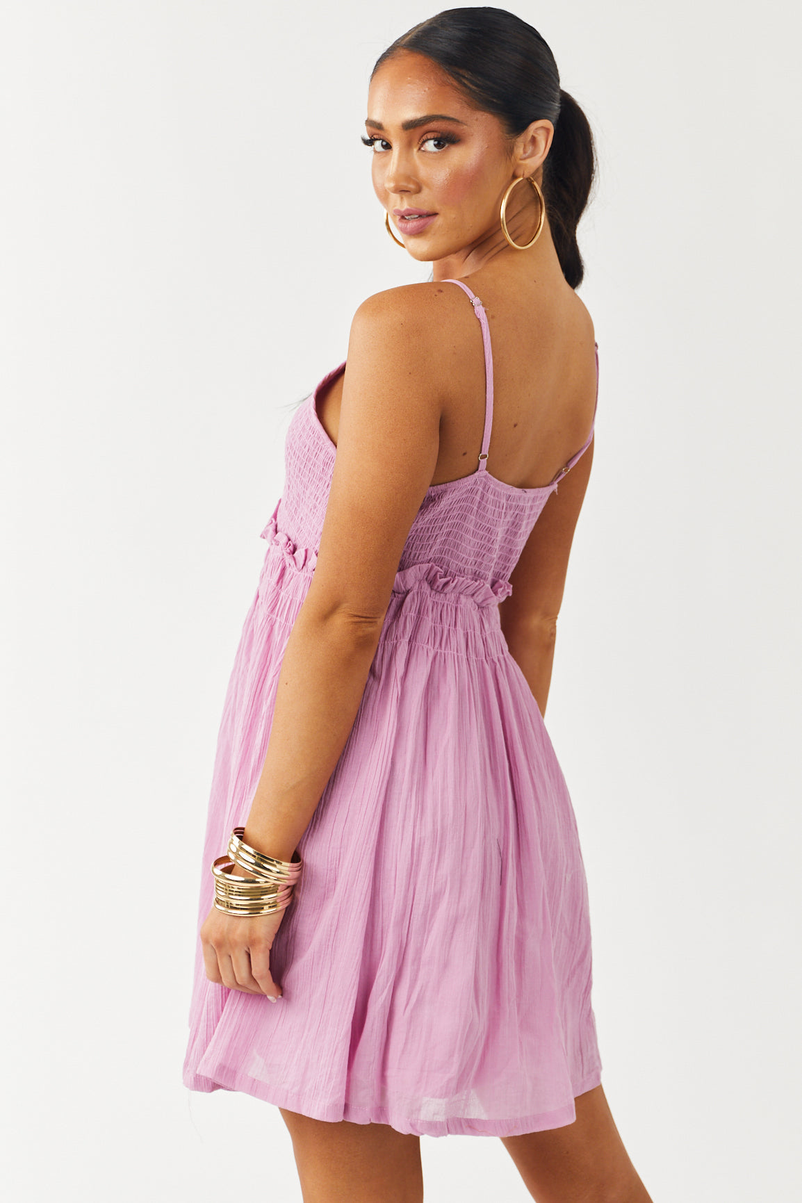 Orchid Sleeveless Smocked Mini Dress