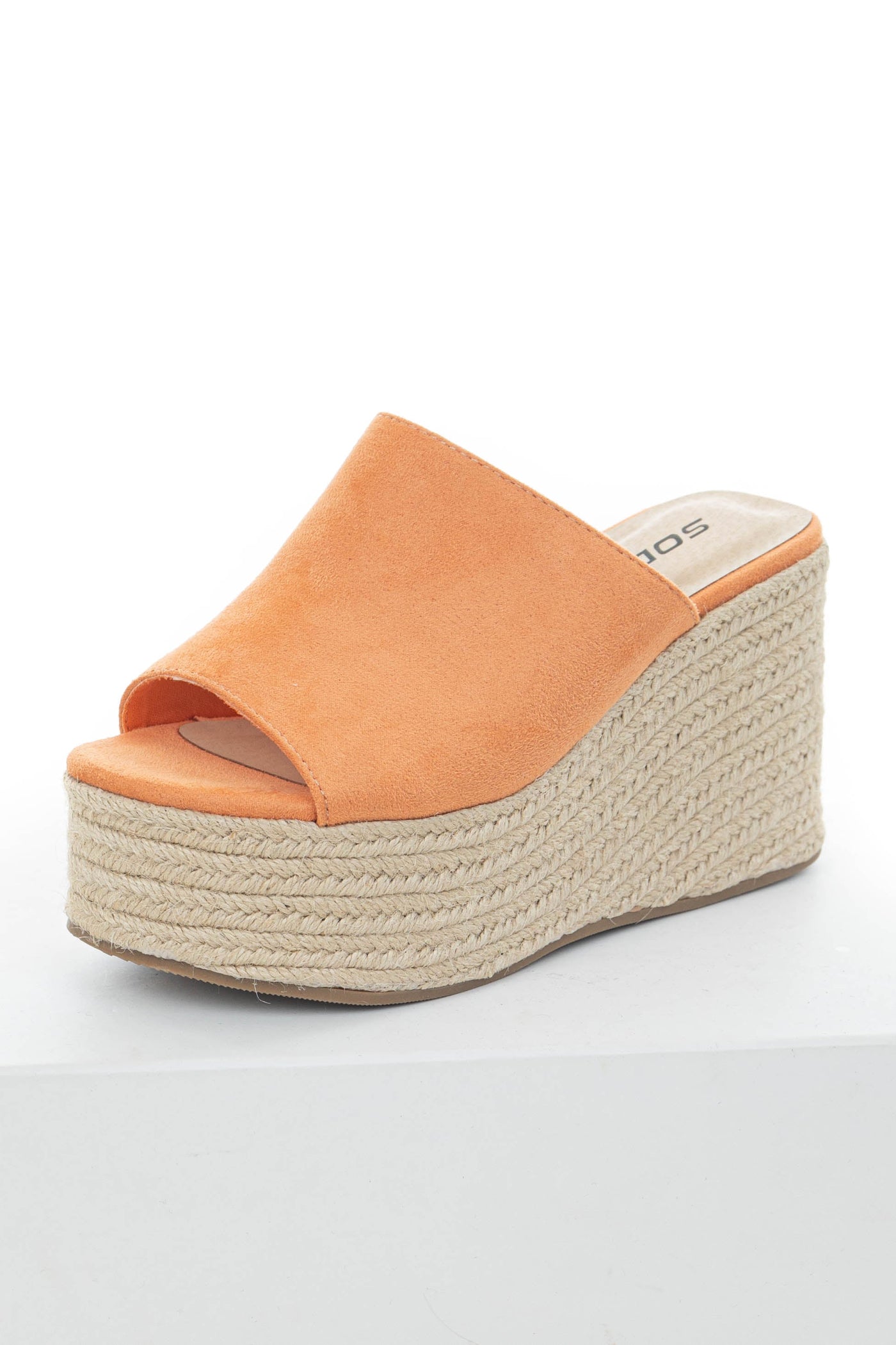 Papaya Suede Slip On Espadrille Wedge