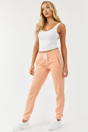 Peach Burnout Wash Ultra Soft Drawstring Joggers