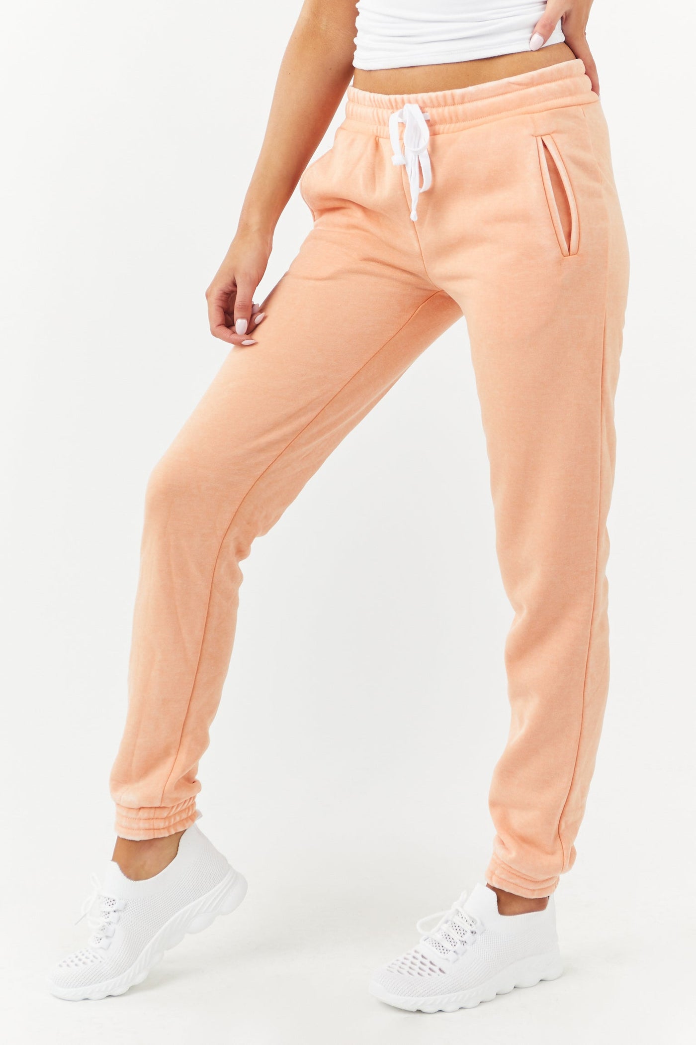 Peach Burnout Wash Ultra Soft Drawstring Joggers