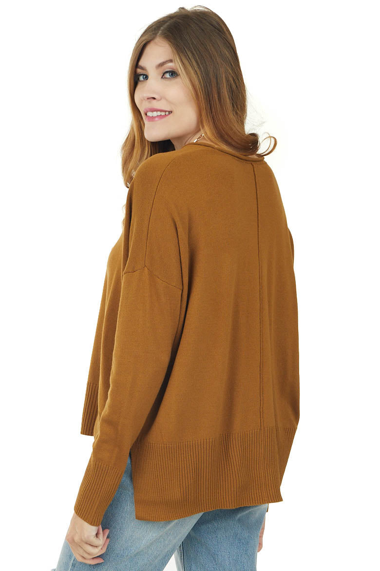 Peanut Long Sleeve Rounded Neckline Knit Sweater