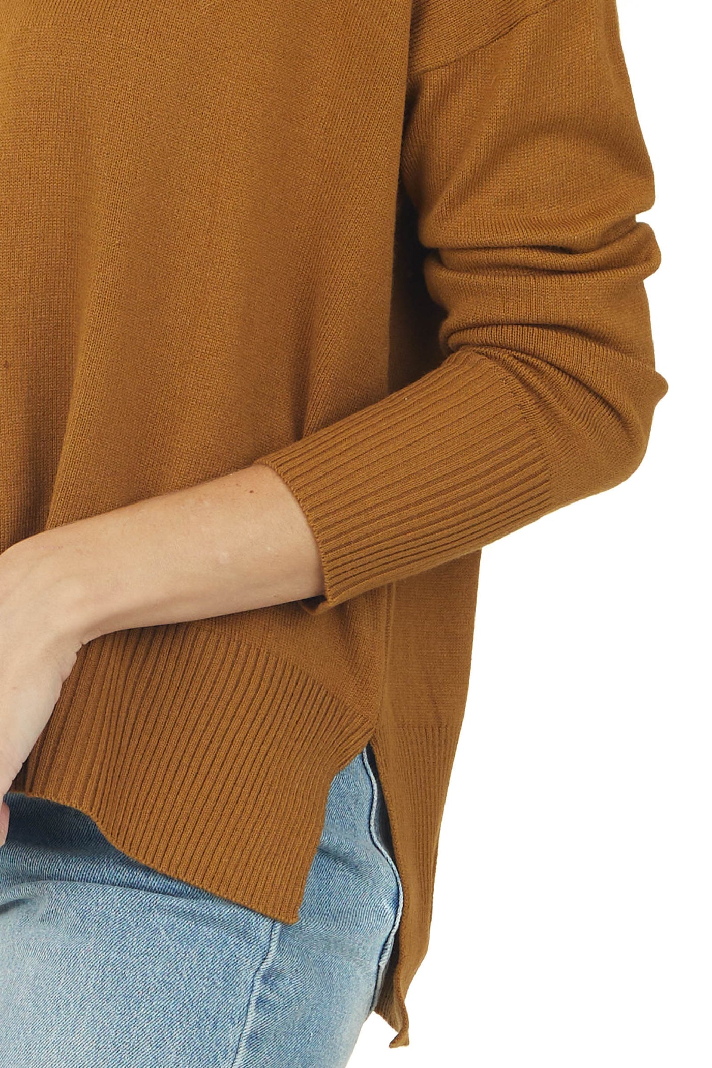 Peanut Long Sleeve Rounded Neckline Knit Sweater