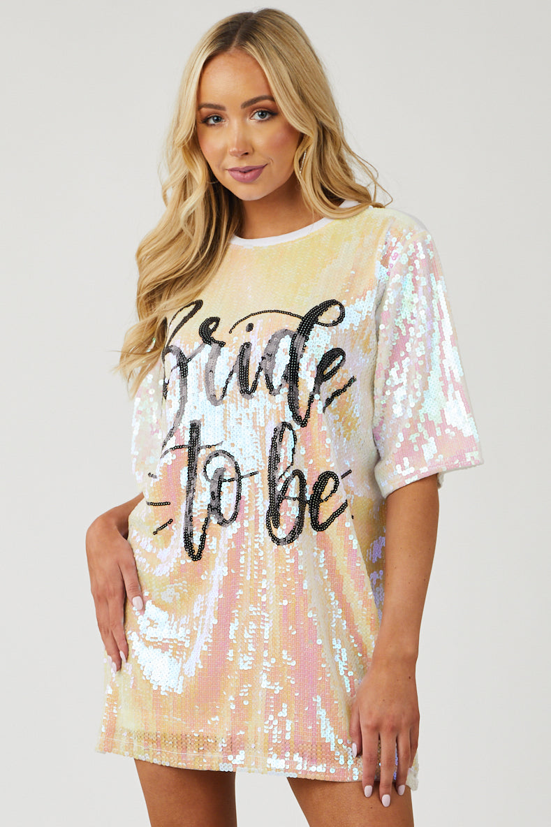 Pearl Iridescent Sequin 'Bride To Be' Dress