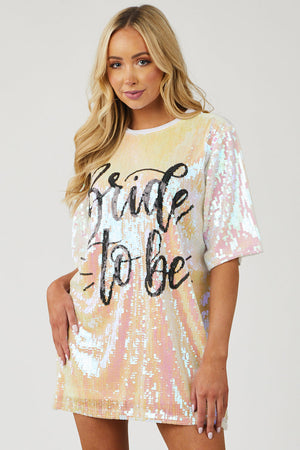 Pearl Iridescent Sequin 'Bride To Be' Dress