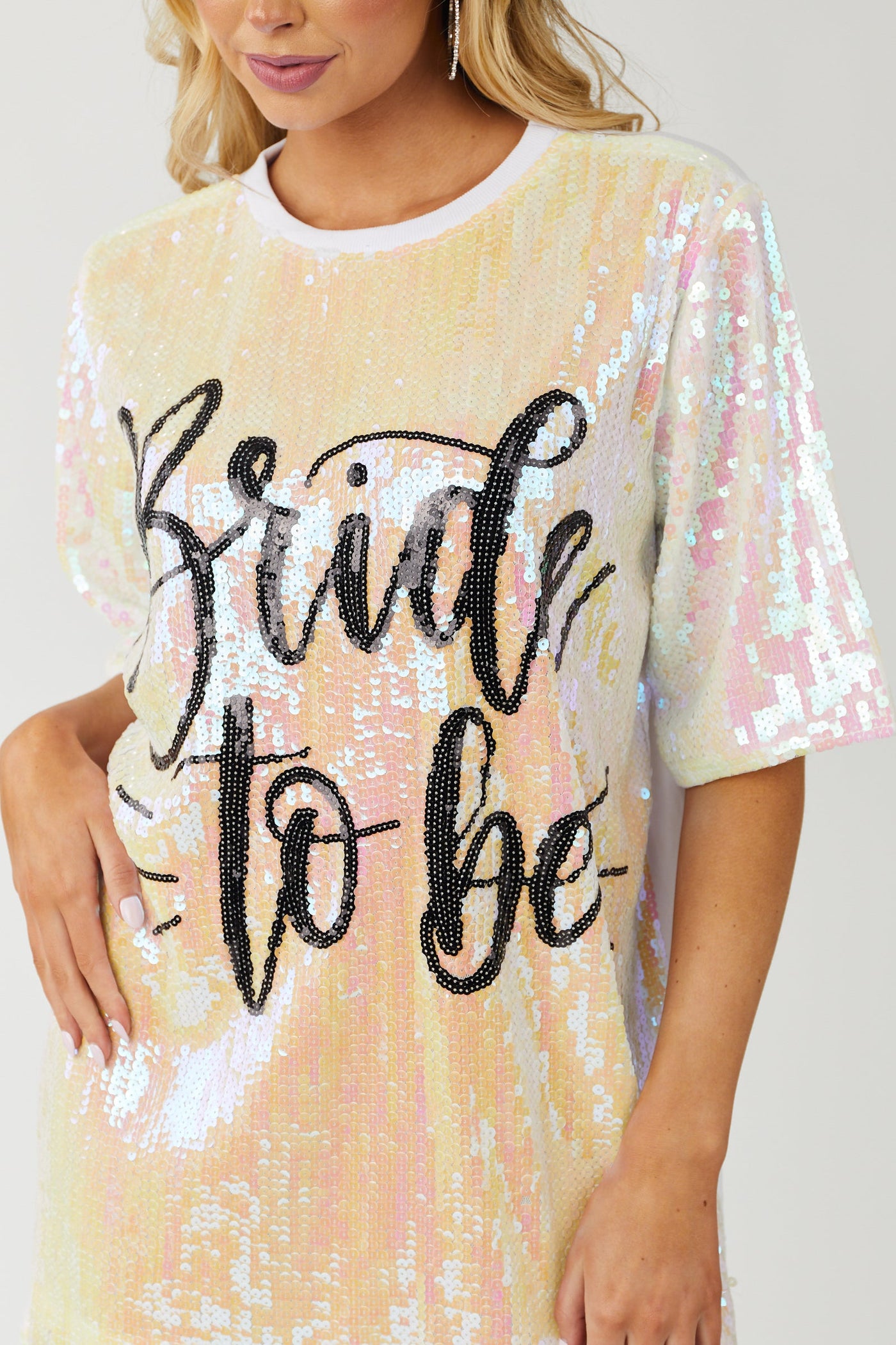 Pearl Iridescent Sequin 'Bride To Be' Dress