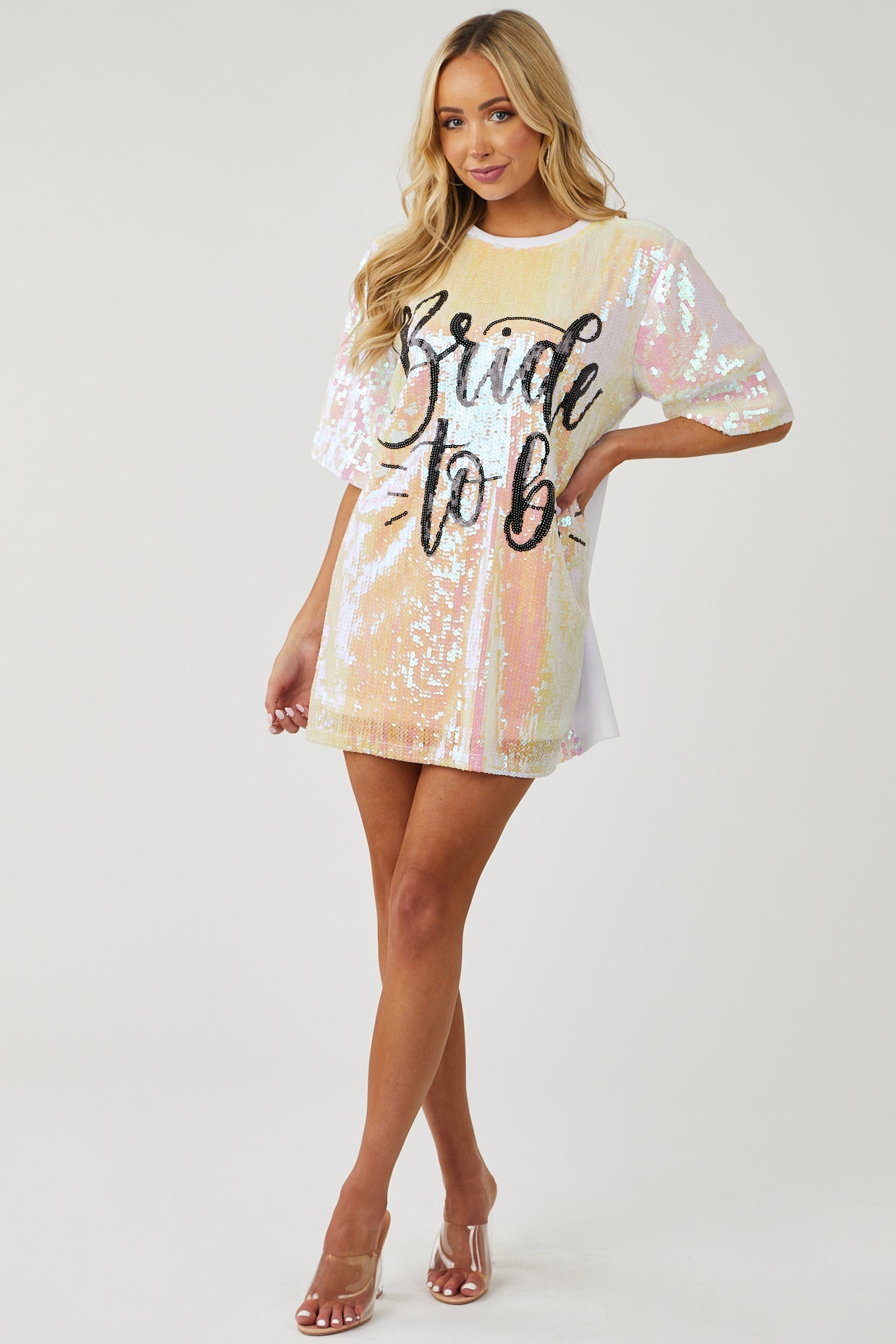 Pearl Iridescent Sequin 'Bride To Be' Dress