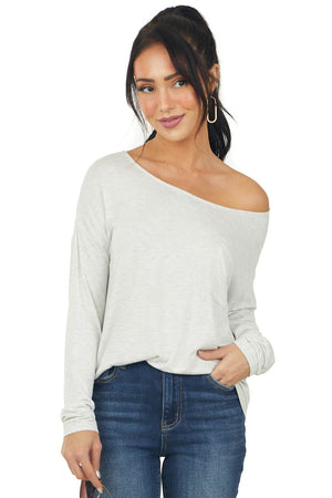 Pewter Grey Long Sleeve Knit Top with Chest Pocket