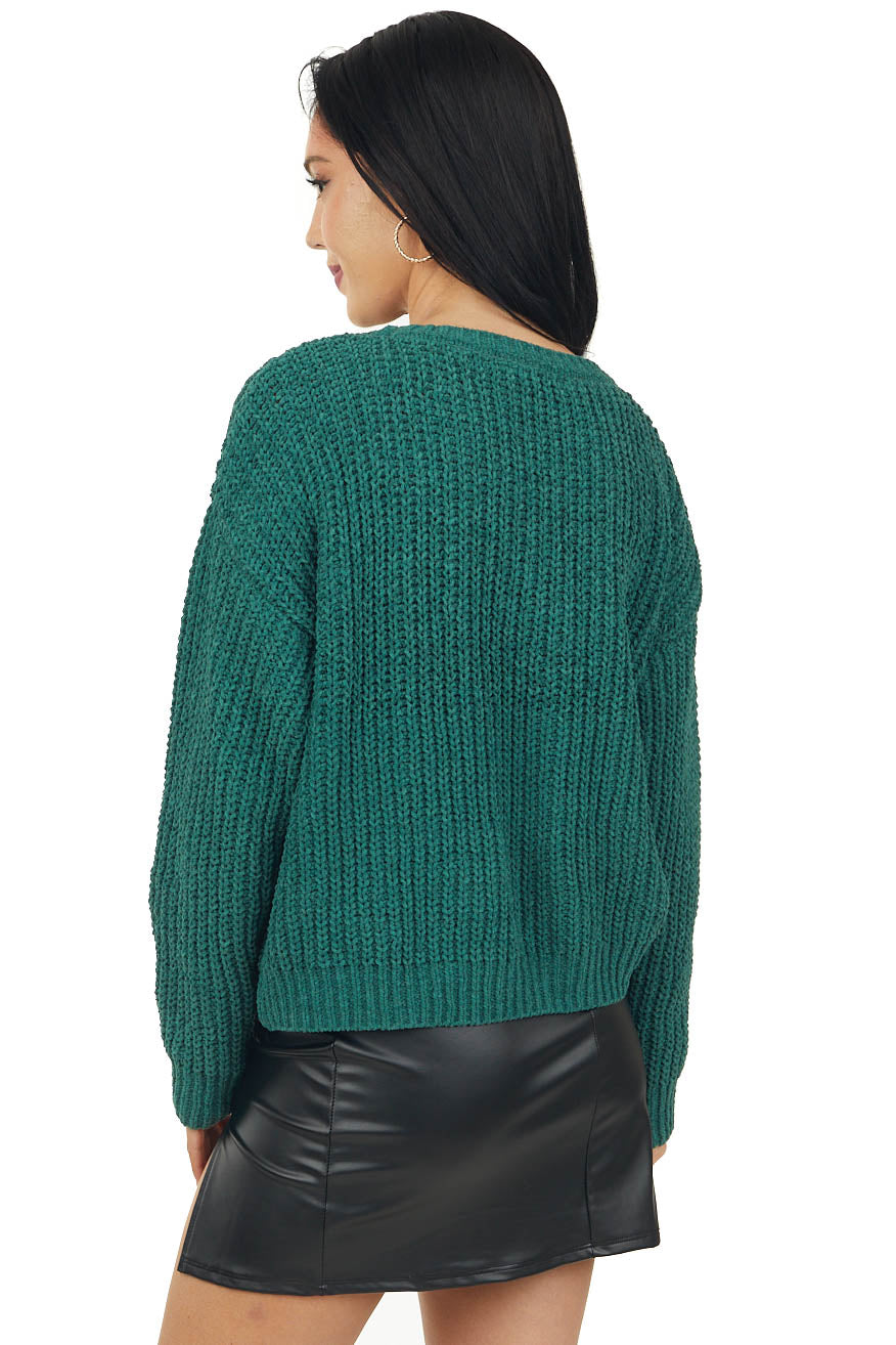 Pine Chenille Drop Shoulder Soft Sweater