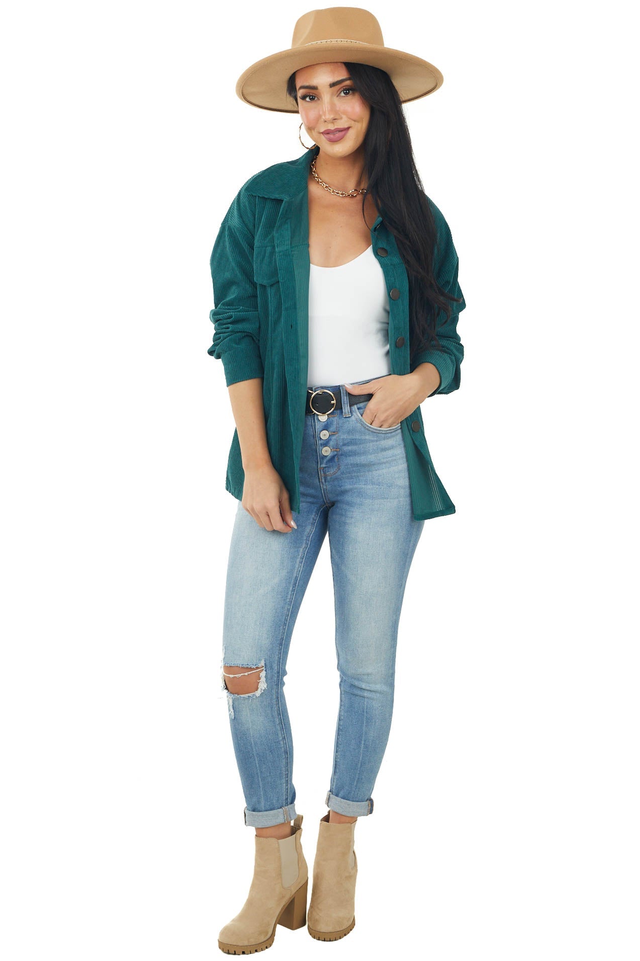 Pine Corduroy Button Up Lightweight Jacket