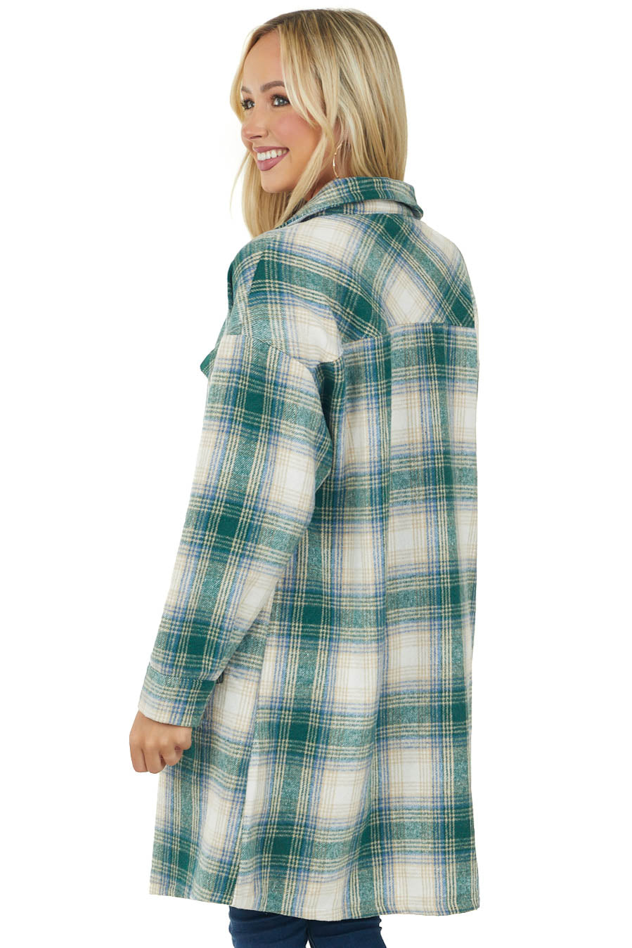 Pine Plaid Super Soft Longline Shacket Coat