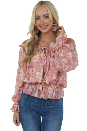 Pink Sherbet Floral Print Off Shoulder Blouse
