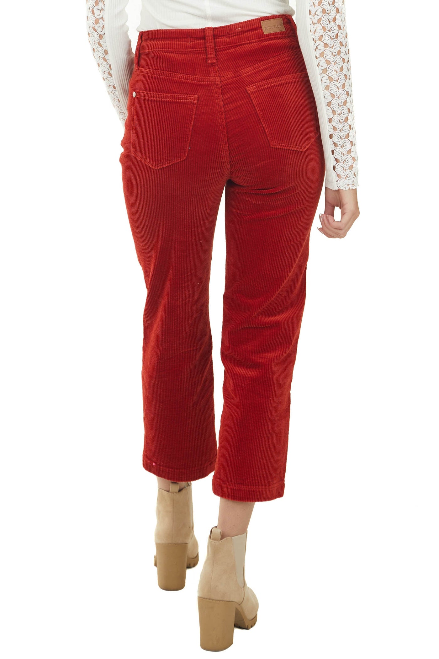 Pomegranate High Rise Straight Leg Corduroy Pants