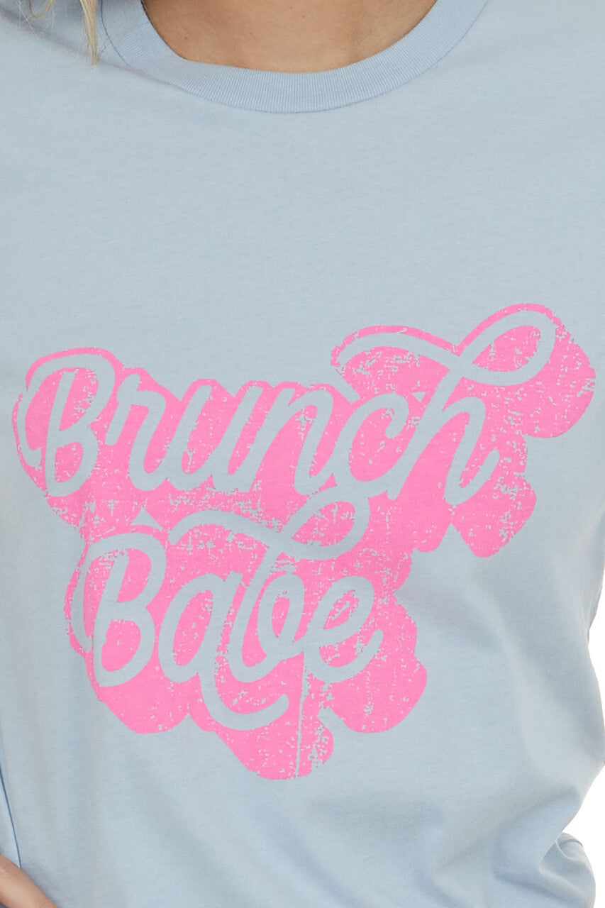 Powder Blue 'Brunch Babe' Script Graphic Tee