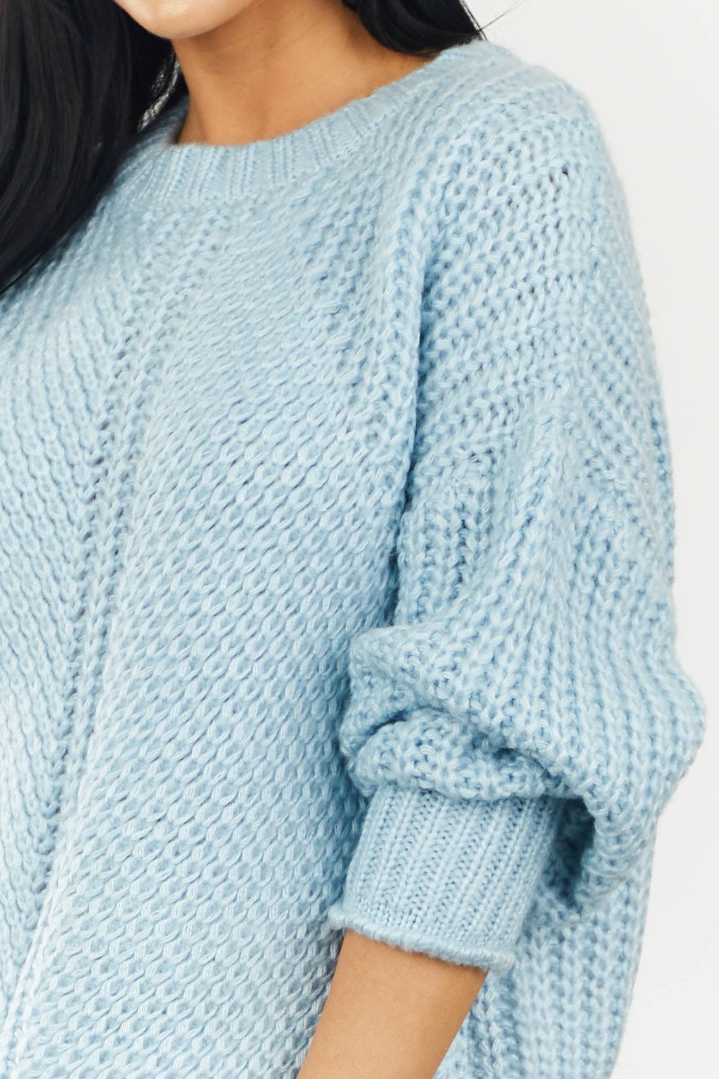 Powder Blue Long Sleeve High Neckline Sweater