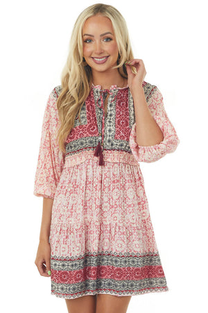 Punch Floral Print Smocked Woven Short Dress
