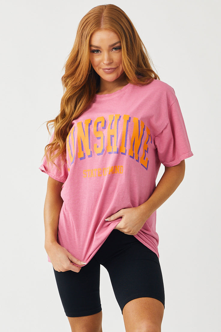 Punch Pink 'Sunshine' Oversized Graphic Tee