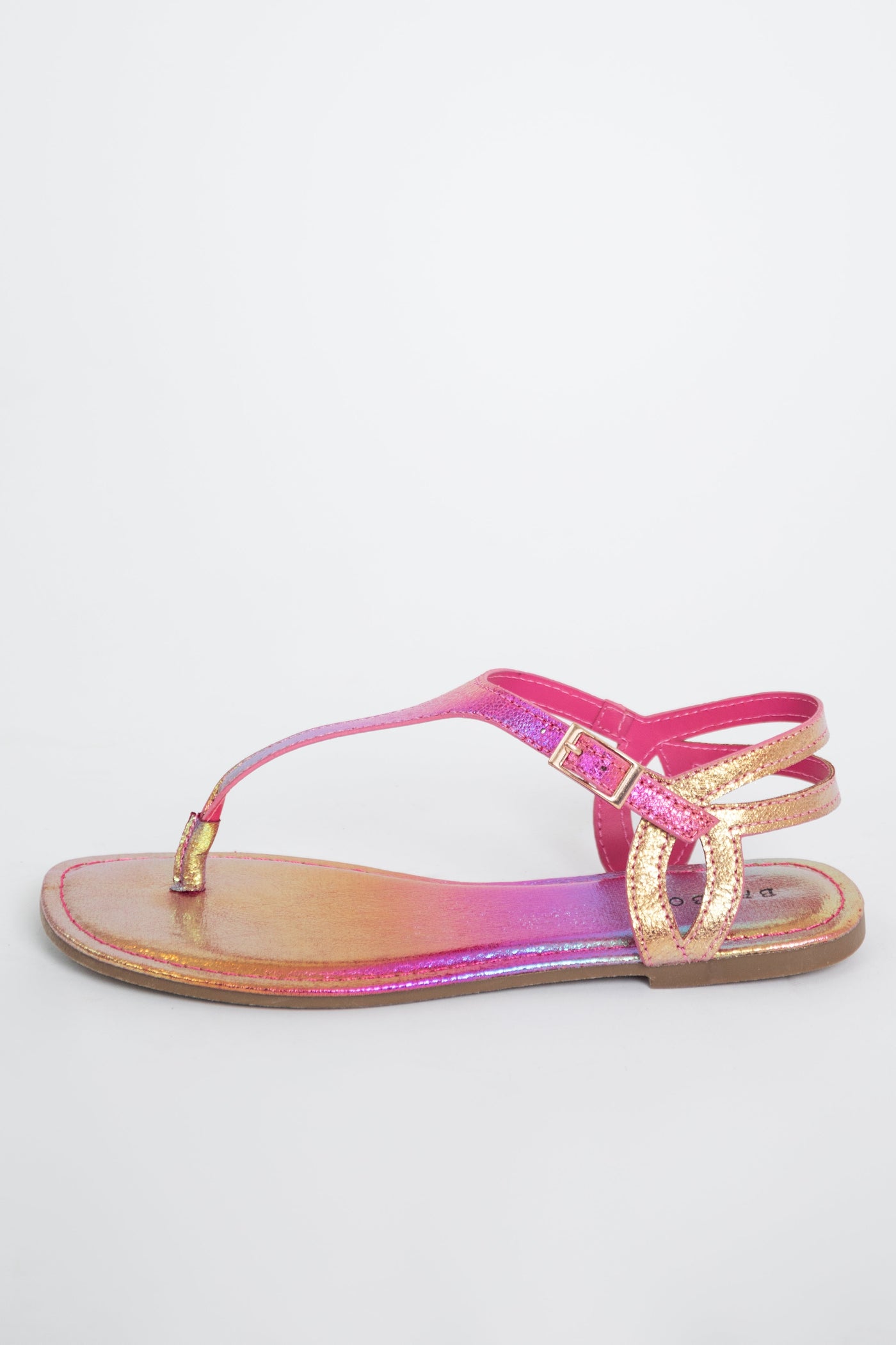 Rainbow Metallic Faux Leather Thong Sandals