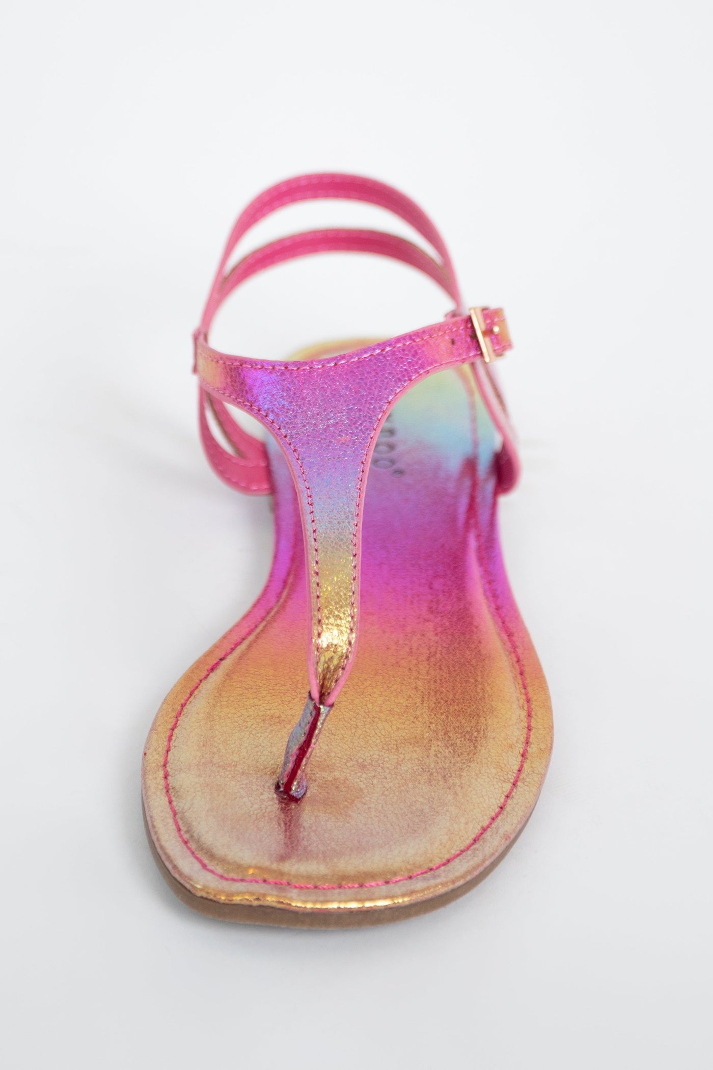 Rainbow Metallic Faux Leather Thong Sandals