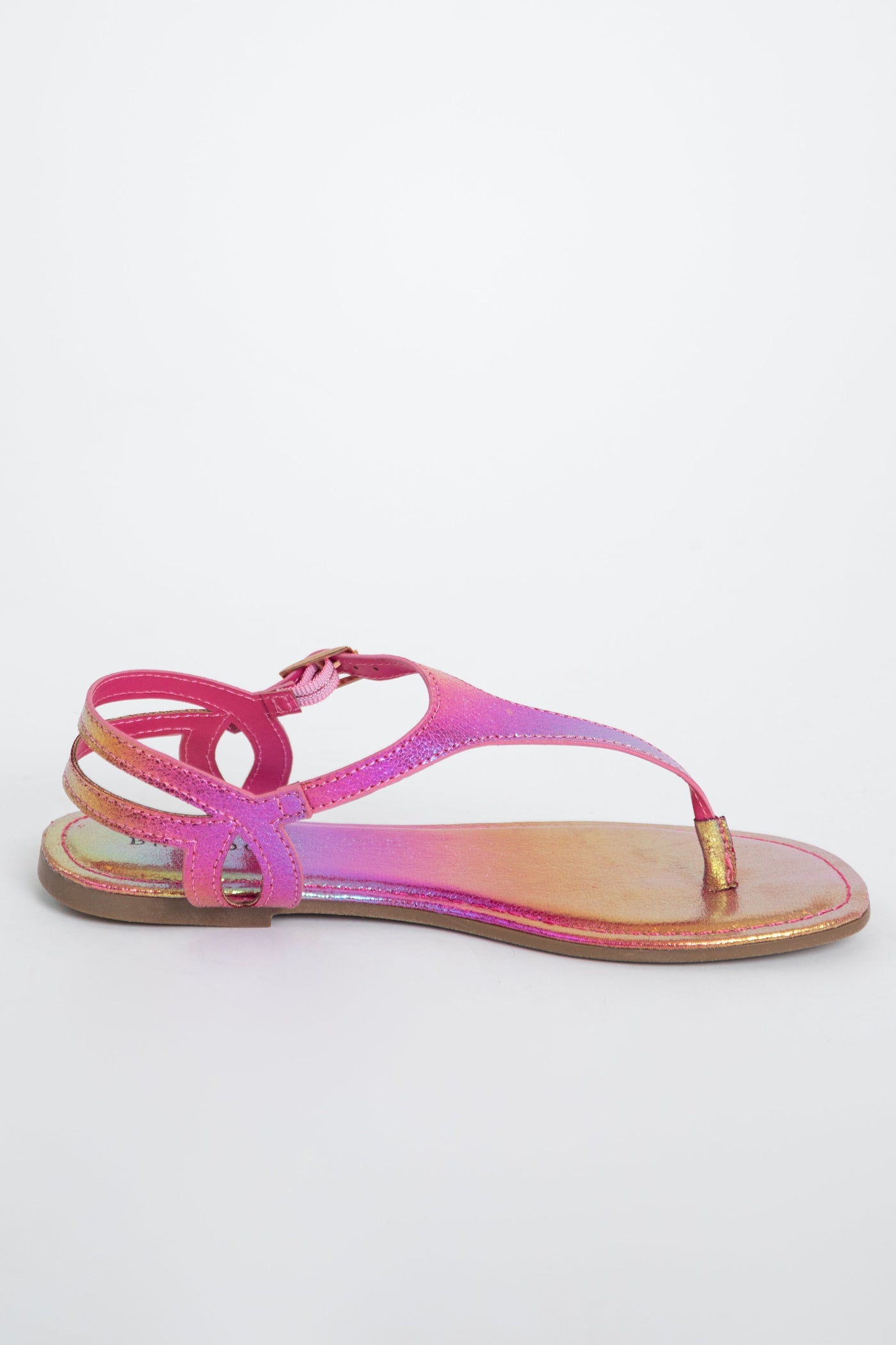 Rainbow Metallic Faux Leather Thong Sandals