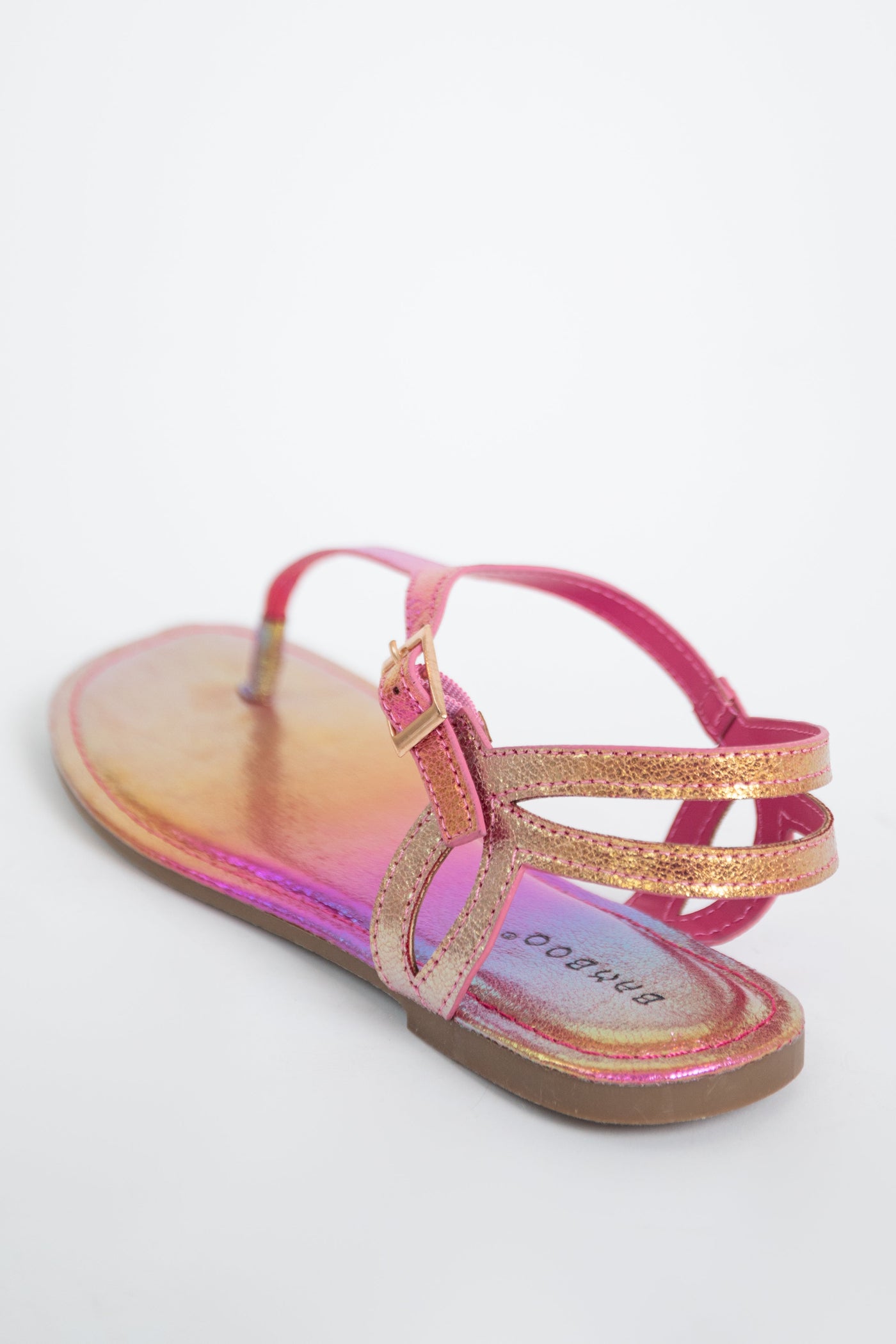 Rainbow Metallic Faux Leather Thong Sandals