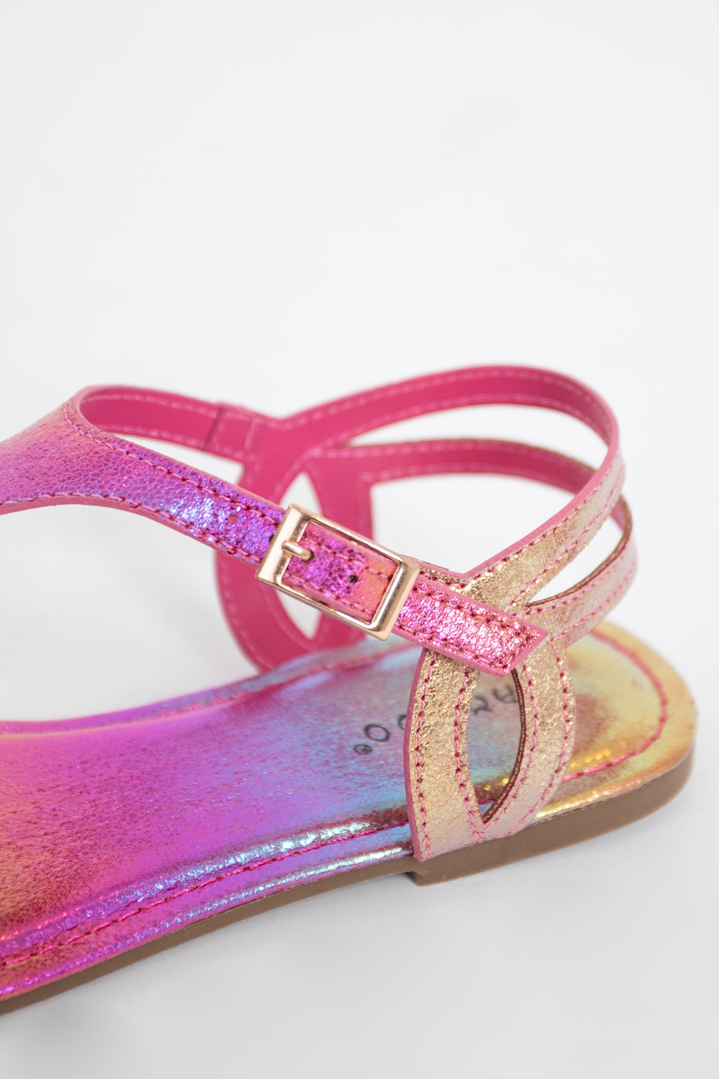 Rainbow Metallic Faux Leather Thong Sandals