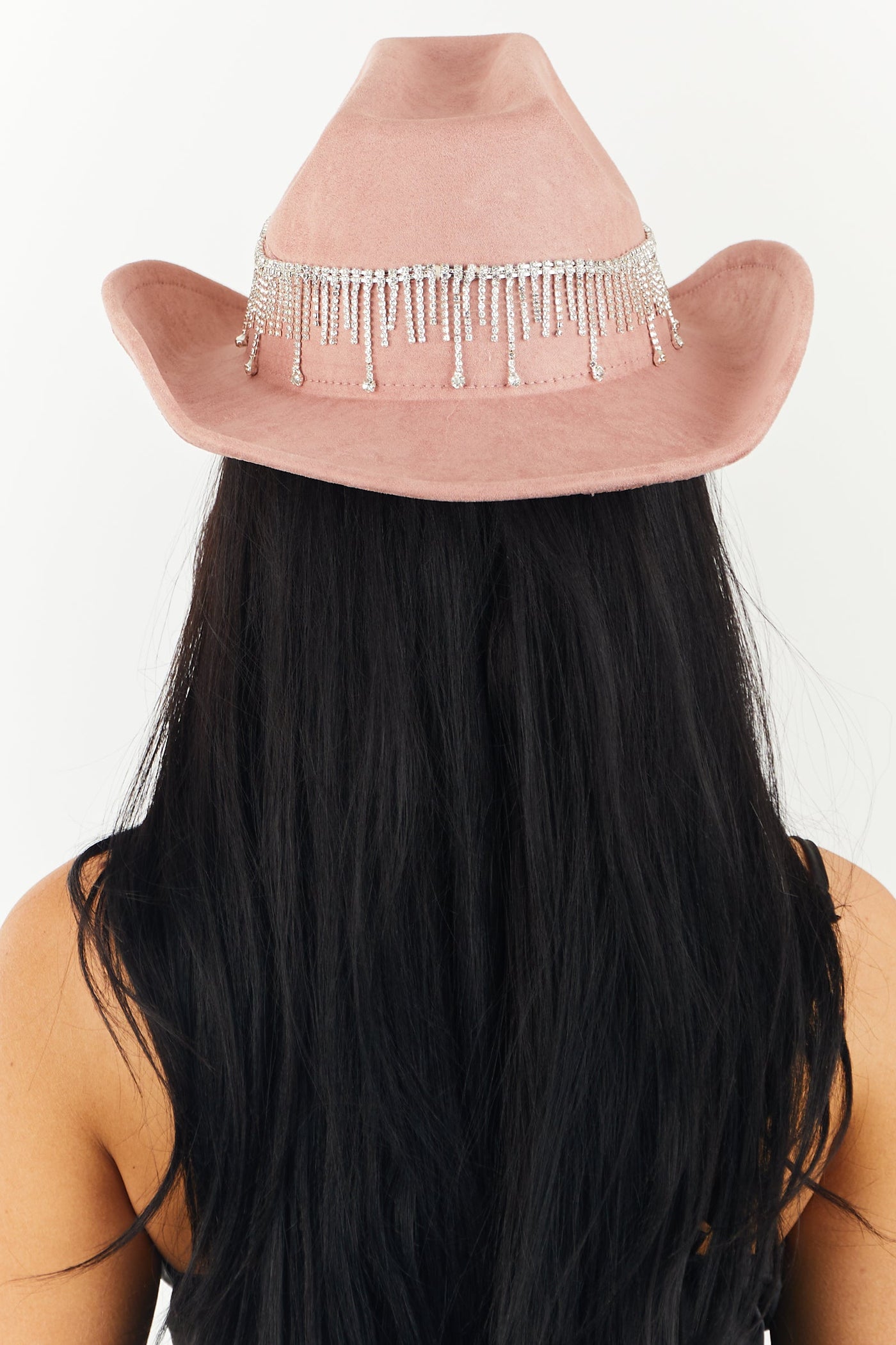 Rose Faux Suede Rhinestone Band Western Hat