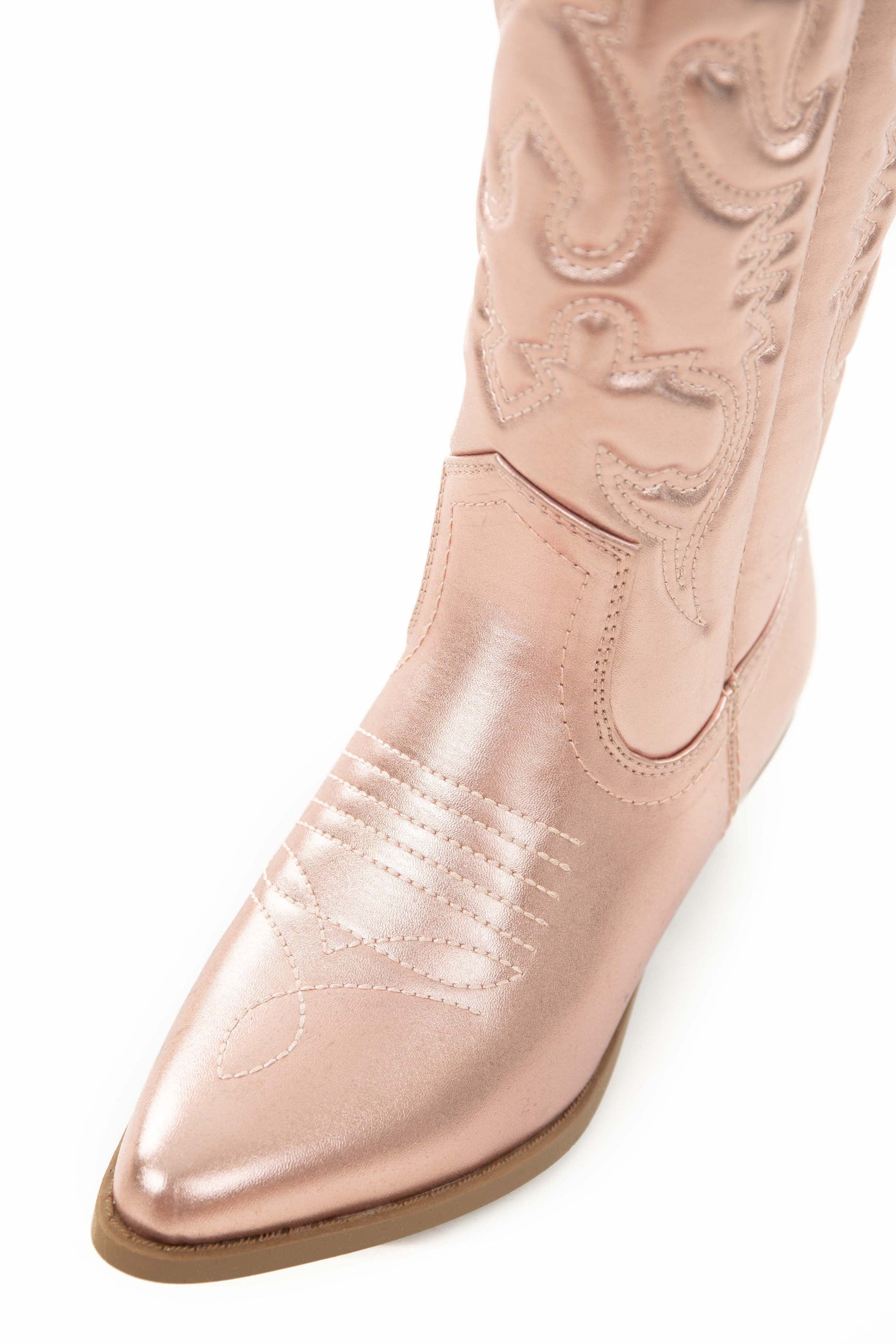 Rose Gold Faux Leather Metallic Western Boots