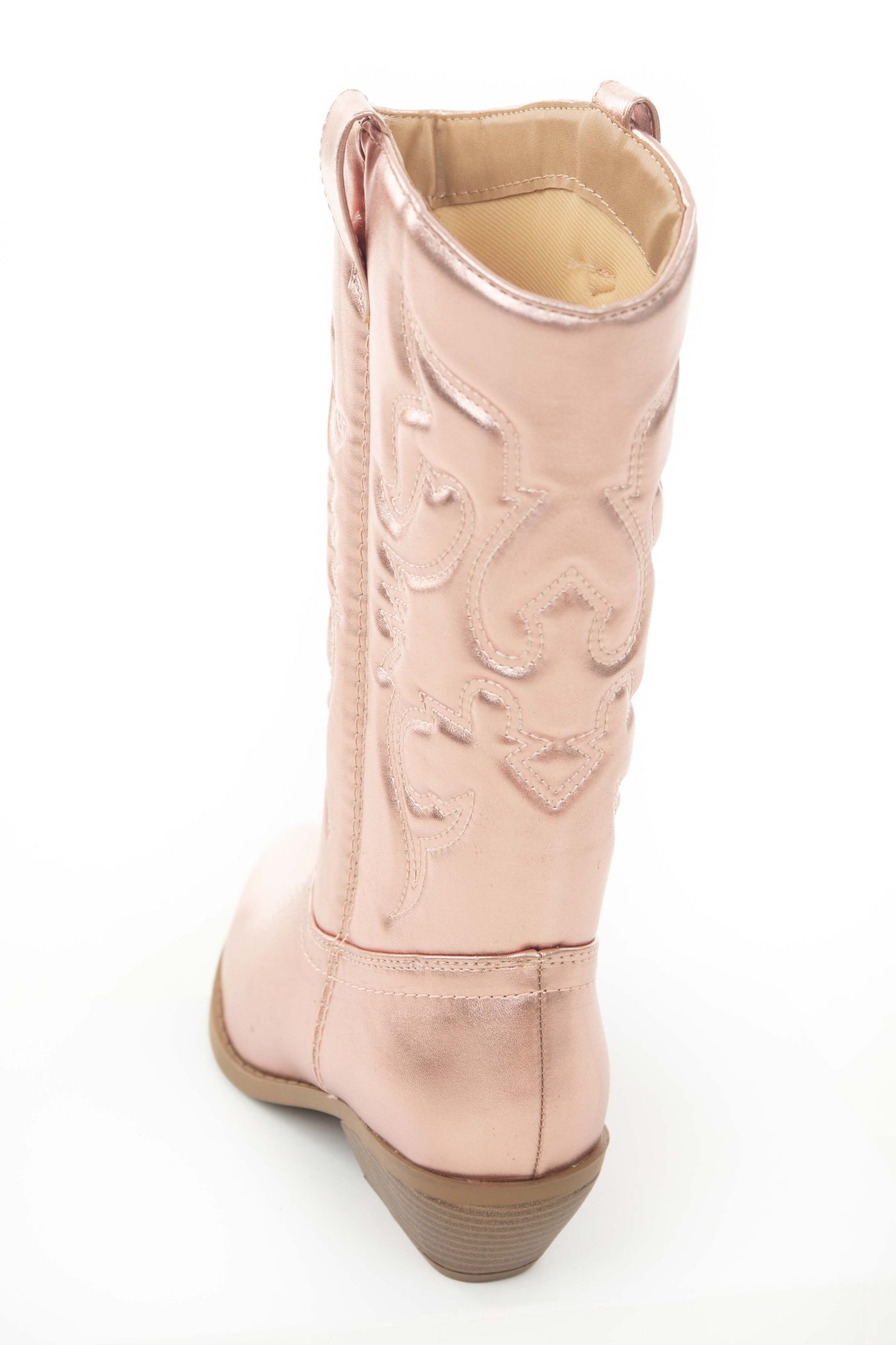 Rose Gold Faux Leather Metallic Western Boots