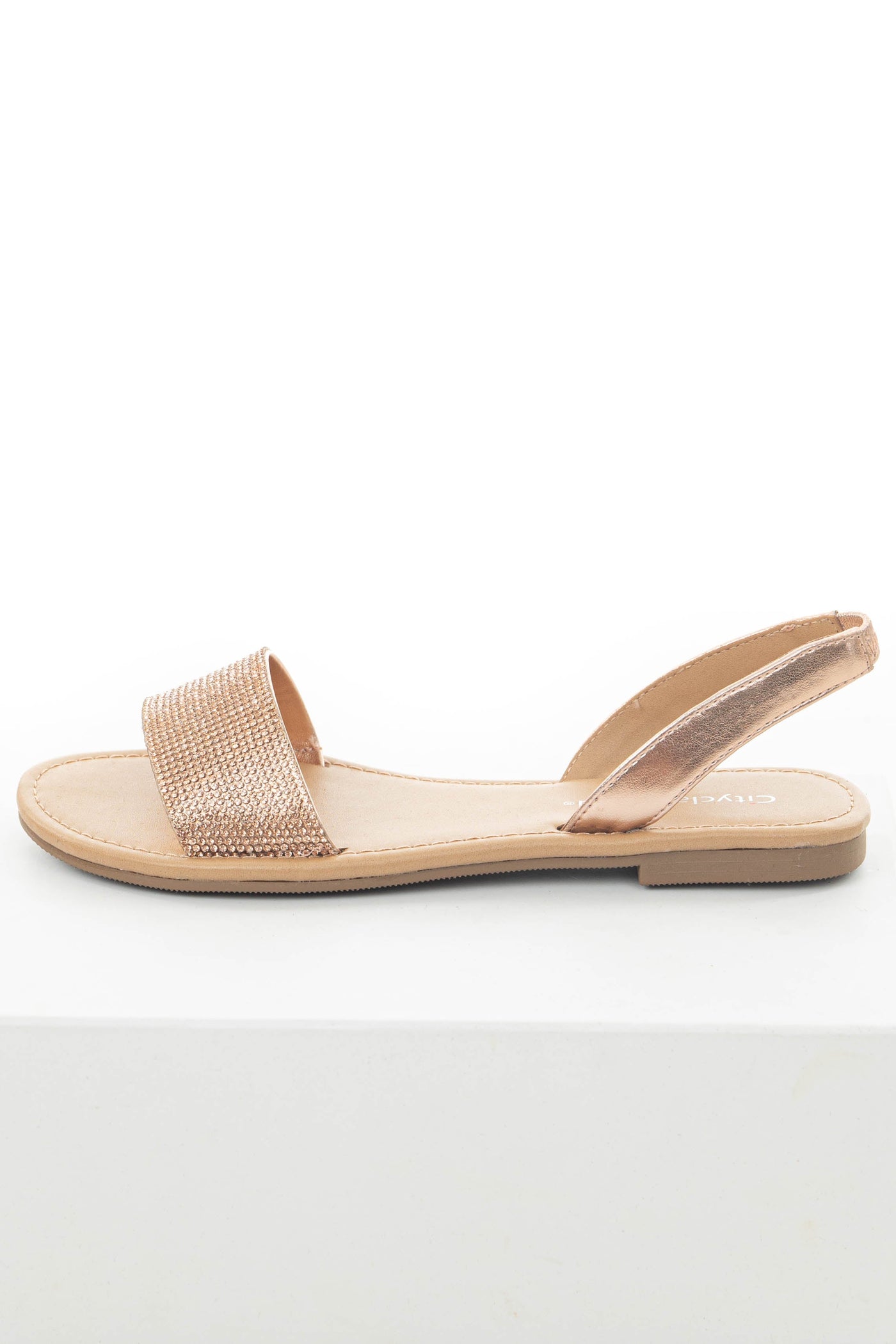 Rose Gold Rhinestone Strap Sling Back Sandals
