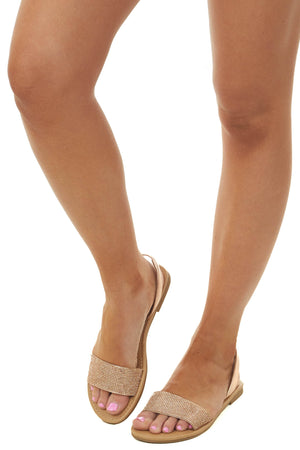 Rose Gold Rhinestone Strap Sling Back Sandals