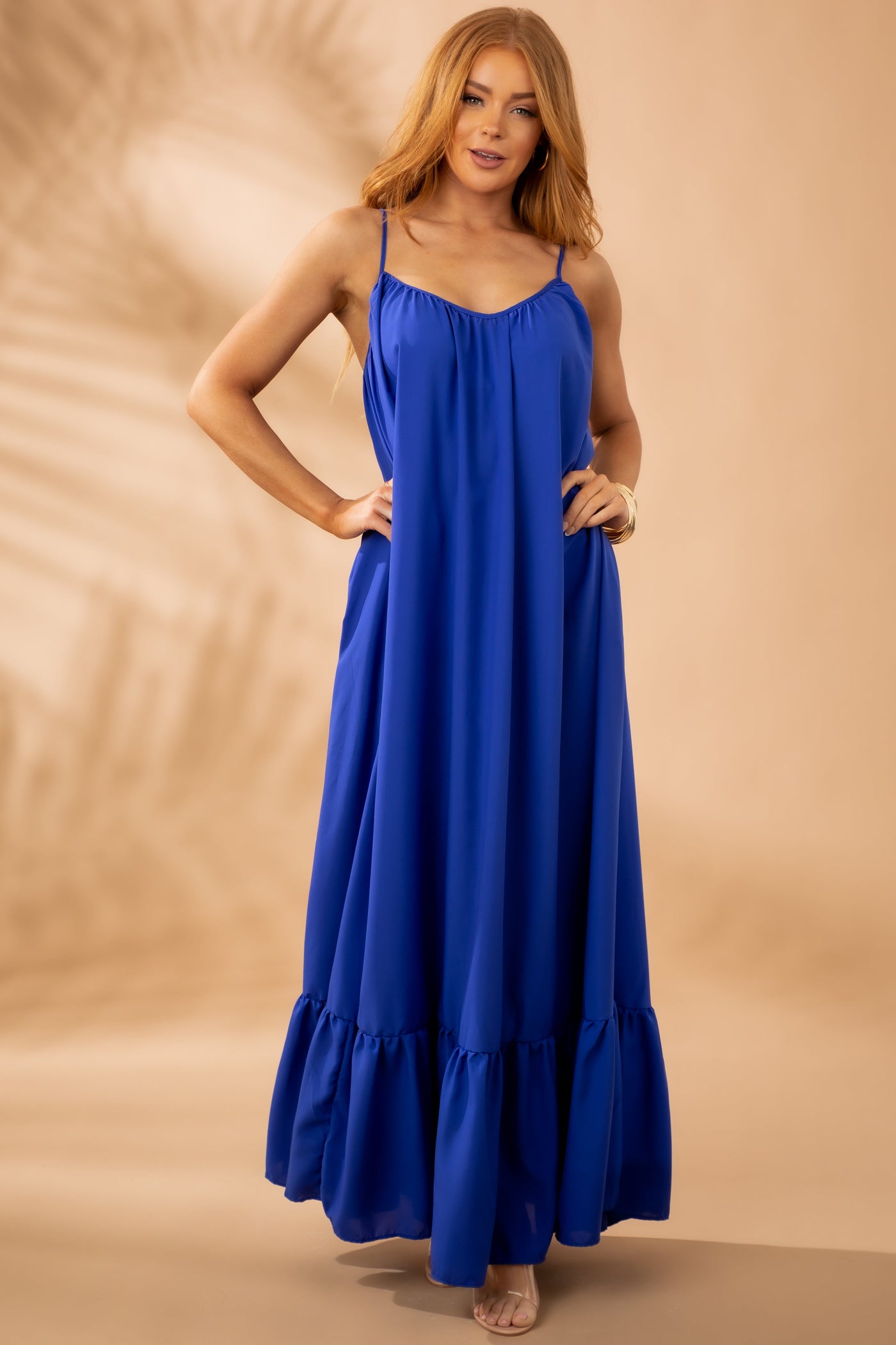 Royal Blue Sleeveless Scoop Maxi Dress
