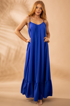 Royal Blue Sleeveless Scoop Maxi Dress