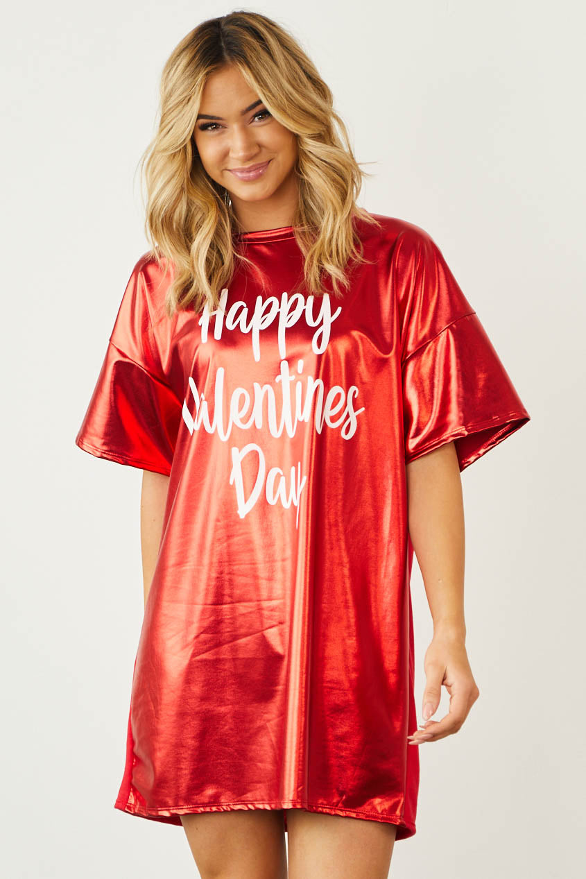 Ruby Metallic 'Happy Valentines Day' Graphic Dress