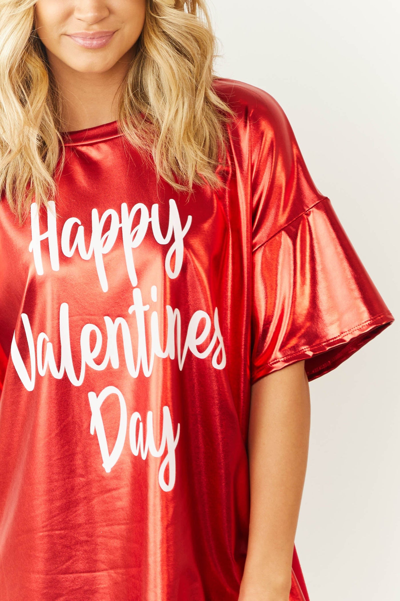 Ruby Metallic 'Happy Valentines Day' Graphic Dress