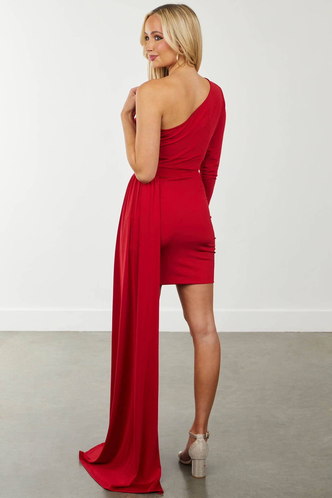 Ruby One Shoulder Mini Dress with Draping Detail
